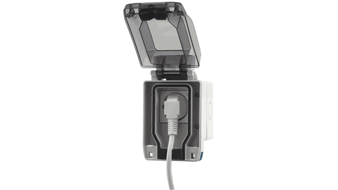 Vägguttag IP66 med ansluten stickpropp