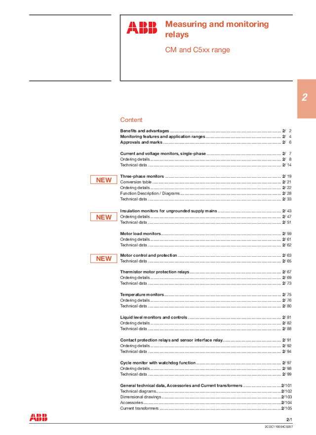Measuring and monitoring relays