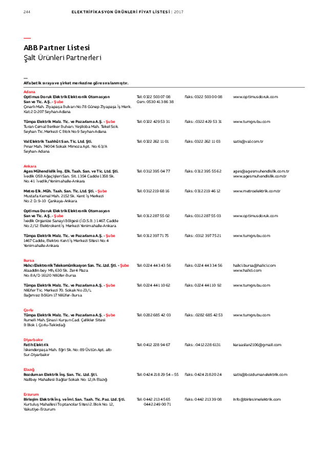 ABB Partner Listesi -- Haziran 2018