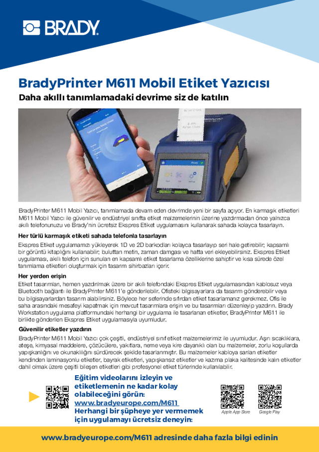 BradyPrinter M611 Mobil Yazıcı