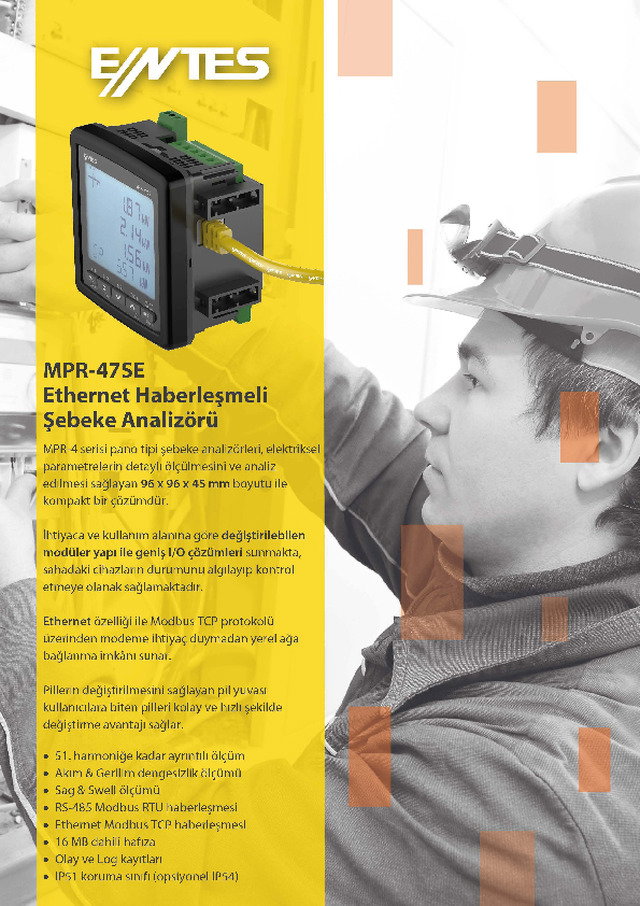 MPR-47SE Ethernet Haberleşmeli Şebeke Analizörü