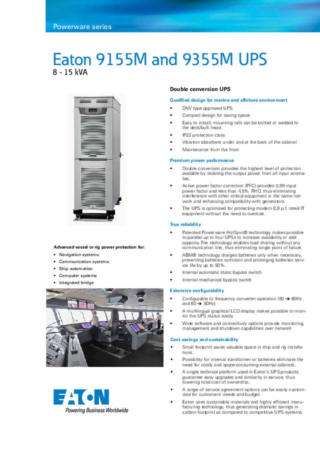 Eaton Denizcilik 9155M ve 9355M UPS