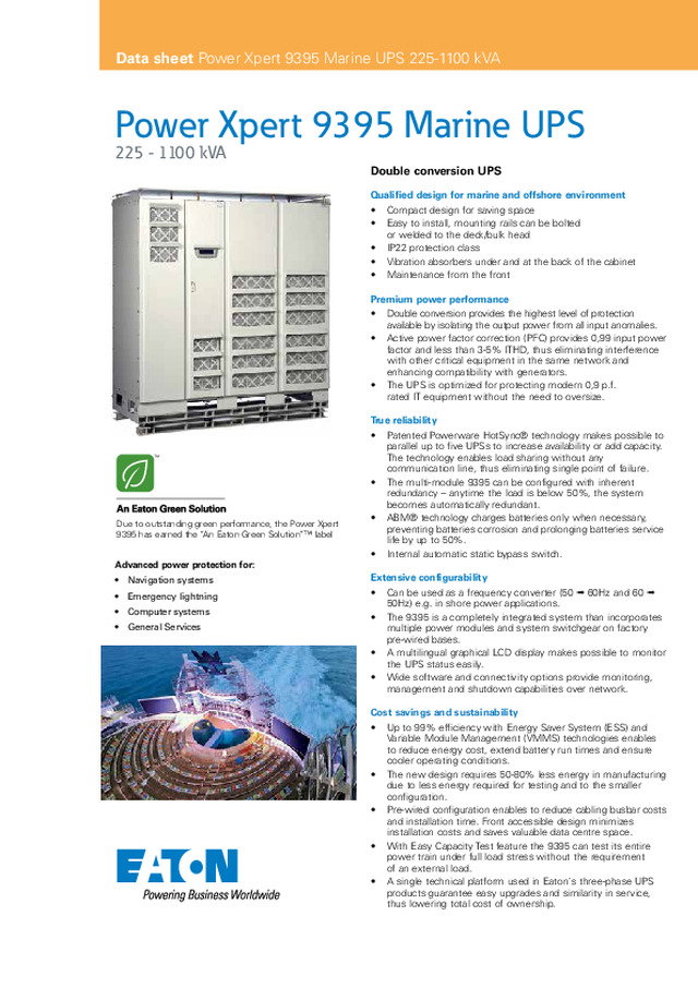 Power Xpert 9395 Marine UPS