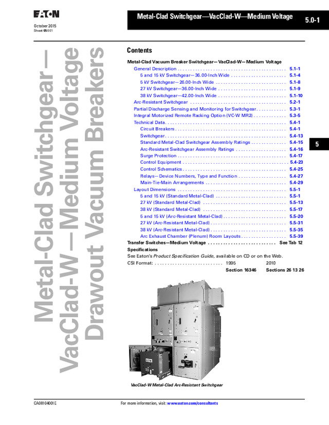 Metal-Clad Switchgear—VacClad-W—Medium Voltage