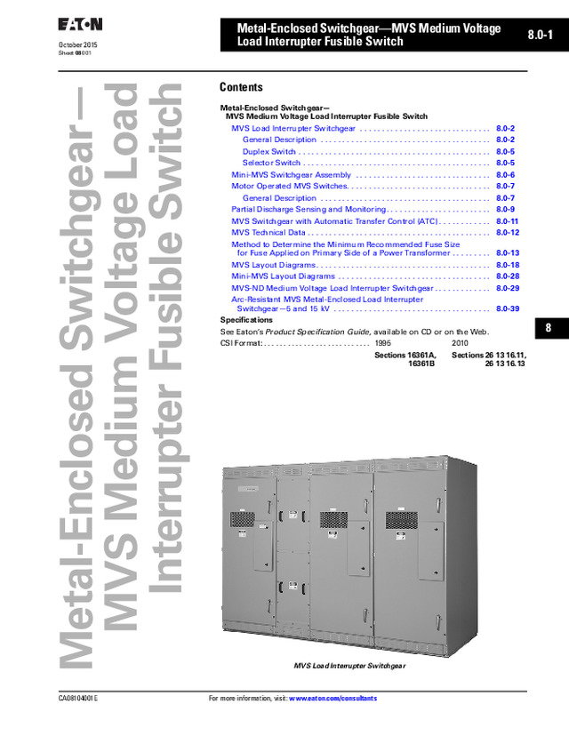 Metal-Enclosed Switchgear—MVS Medium Voltage