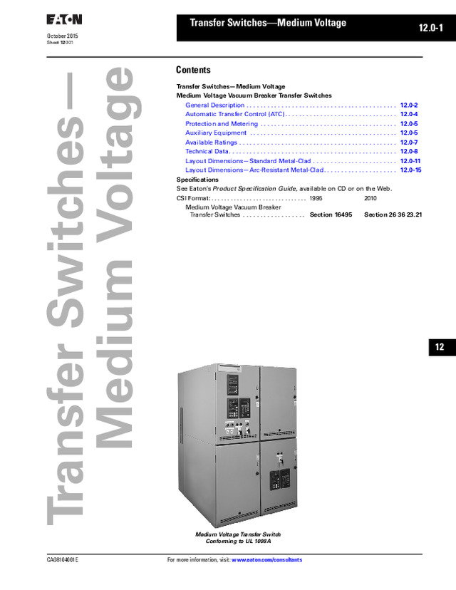 Transfer Switches—Medium Voltage