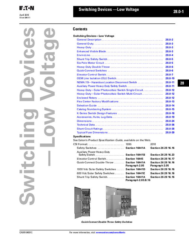 Switching Devices —Low Voltage