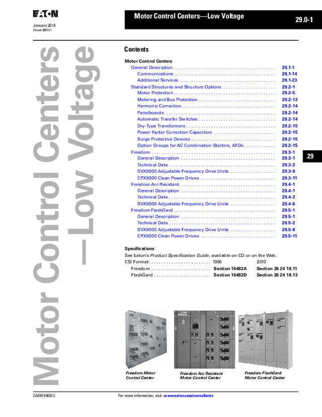 Motor Control Centers—Low Voltage