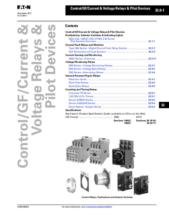 Control/GF/Current & Voltage Relays & Pilot Devices