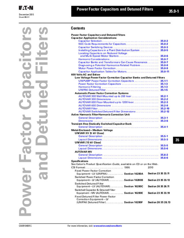 Power Factor Capacitors and Detuned Filters
