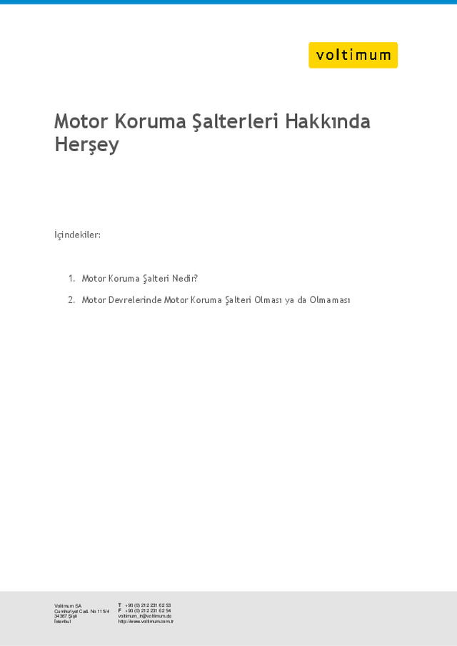 Motor Koruma Şalterleri Hakkında Herşey