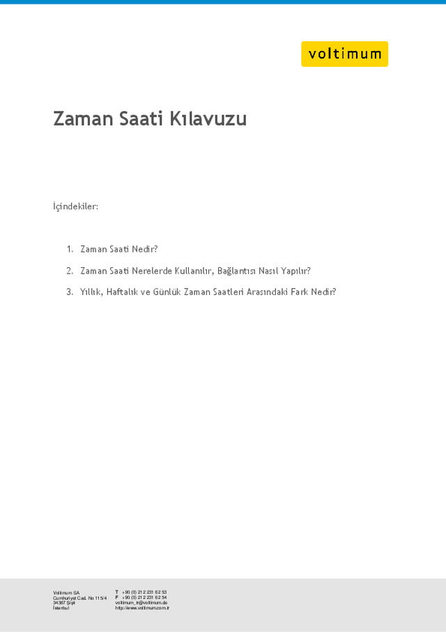 Zaman Saati Kılavuzu