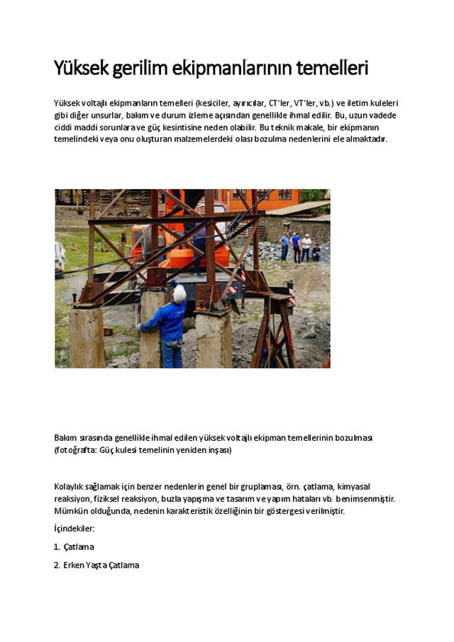 Yüksek Gerilim Ekipmanlarının Temelleri