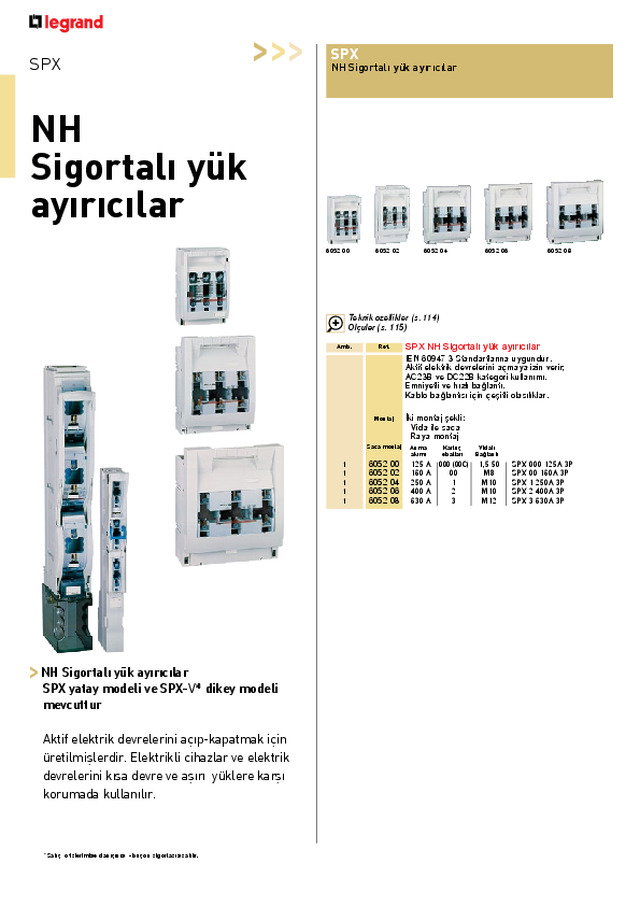 SPX NH Sigortalı Yük Ayırıcılar
