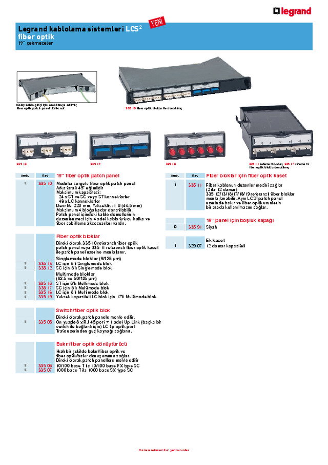 Fiber Optik 19\'\' çekmeceler