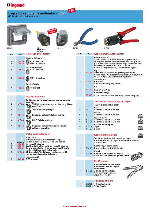 LCS² çift taraflı ürün ve aksesuarlar