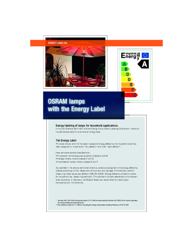 Lambaların Enerji Sınıflamaları