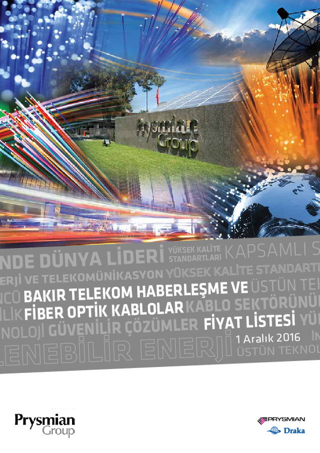 Prysmian Kablo Telekom, Haberleşme ve Fiber-Optik Kablo Fiyat Listesi
