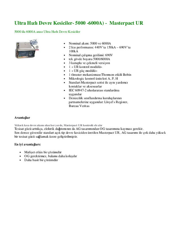 5000-6000A-Masterpact UR