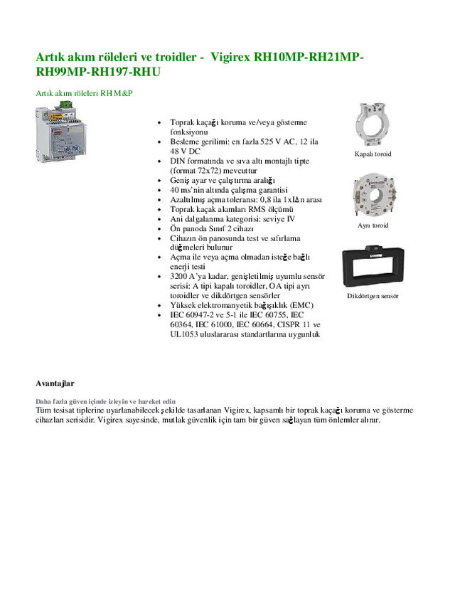 Vigirex RH10MP-RH21MP-RH99MP-RH197-RHU