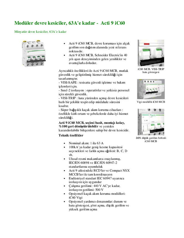 iC60 icin eklemeli RCD - Acti 9 Vigi iC60