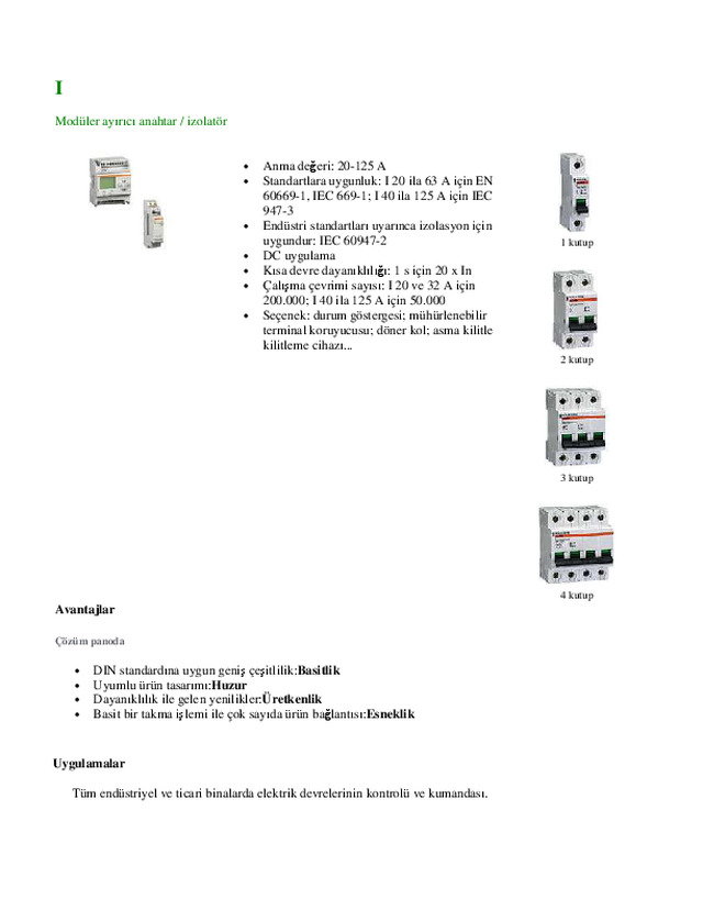 Modüler ayırıcı anahtar - izolatör I