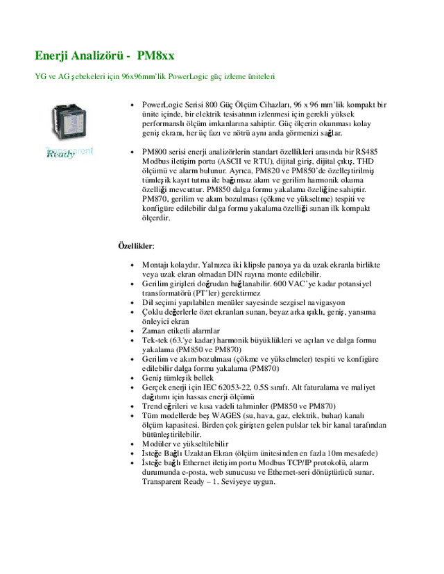 Enerji Analizör PM 8xx