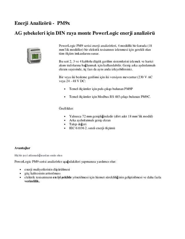 Enerji Analizör PM 9x