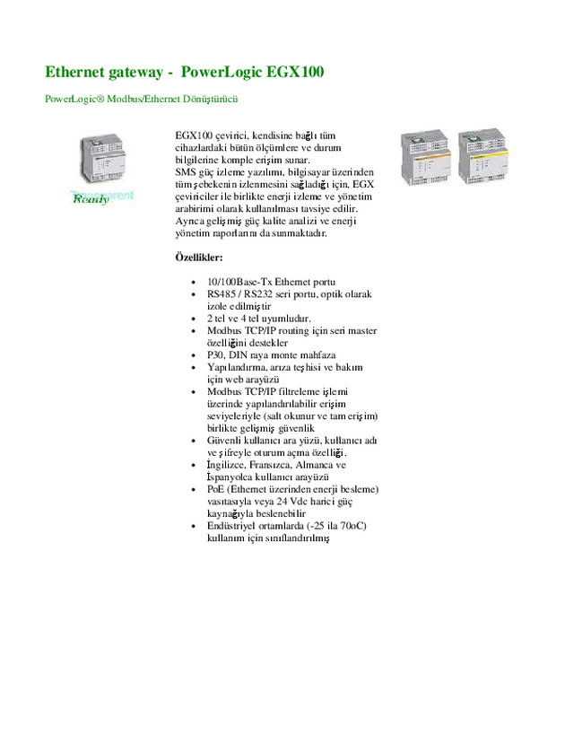 Ethernet Gateway - EGX100