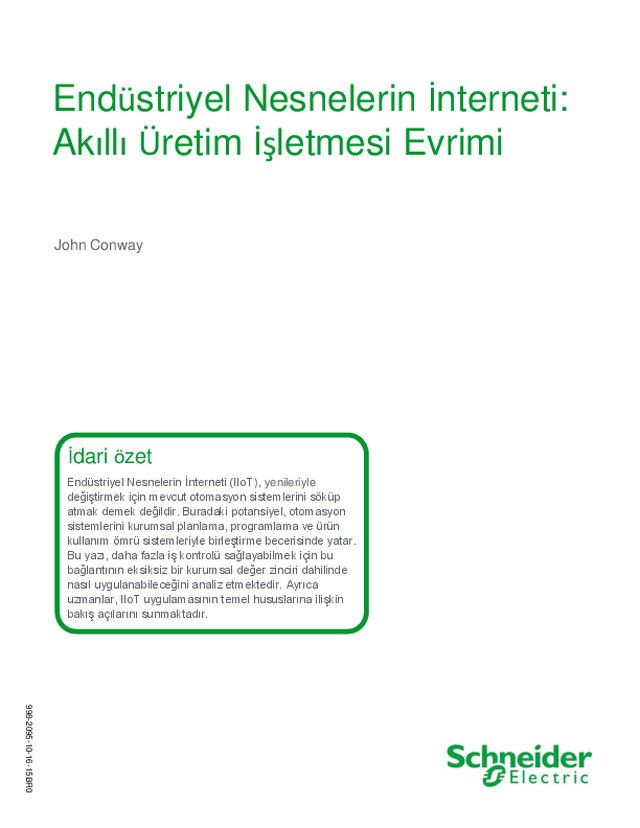 Endüstriyel Nesnelerin İnterneti: Akıllı Üretim İşletmesi Evrimi