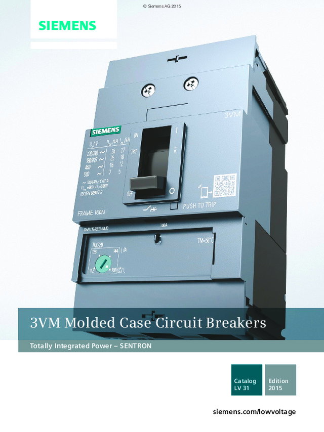 Sentron 3VM Ekonomik Kompakt Güç Şalterleri Katalog -2015