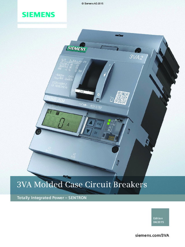 Sentron 3VA Kompakt Güç Şalterleri Katalog – 2015