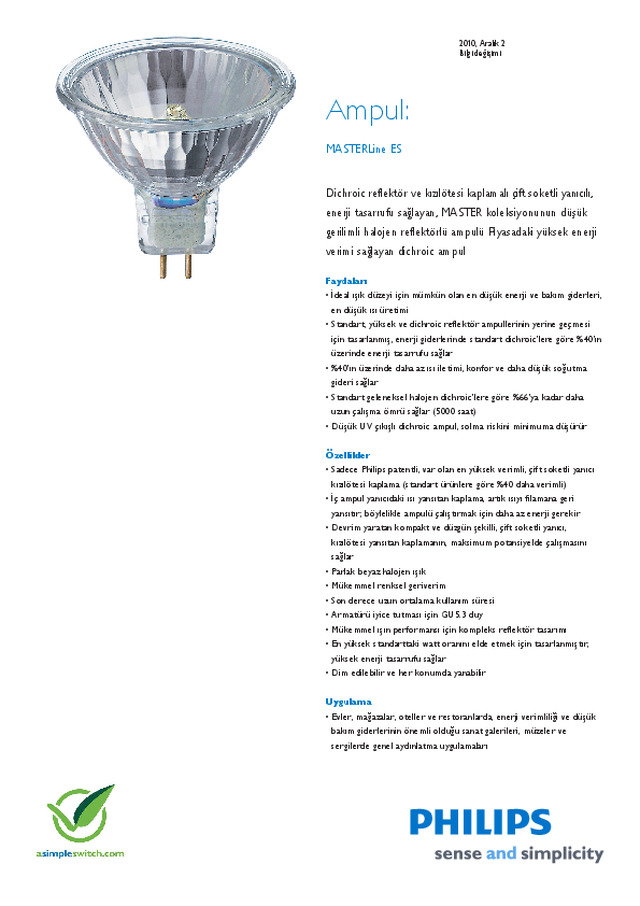 Enerji tasarruflu çanak (GU 5.3)