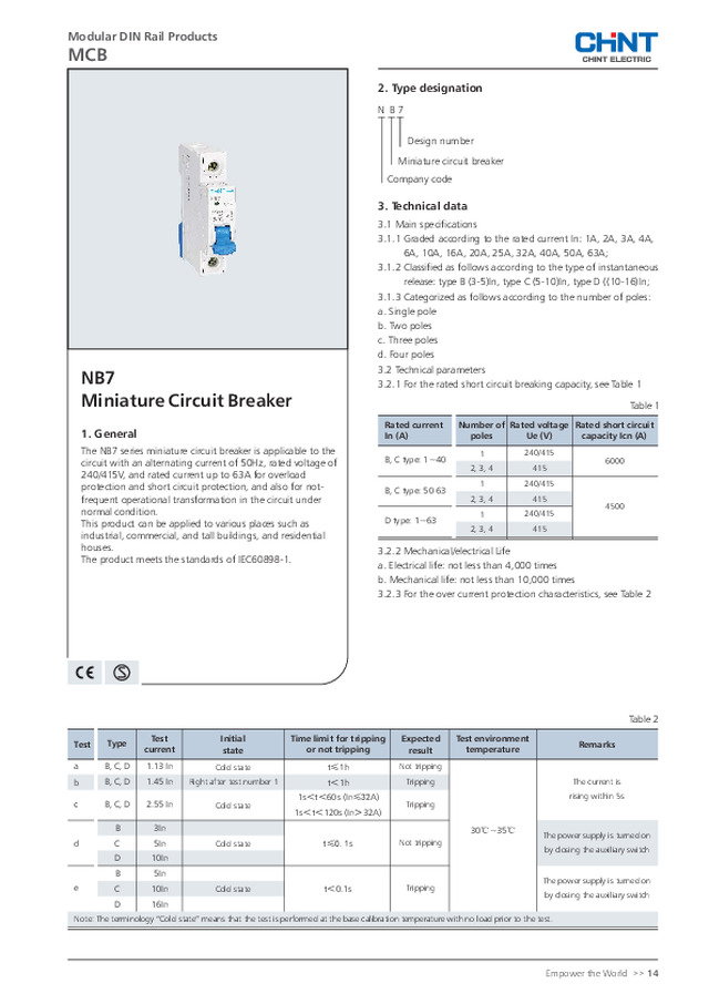 NB7 Miniature Circuit Breaker
