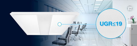 Why is UGR19 rated lighting so important in an office environment?
