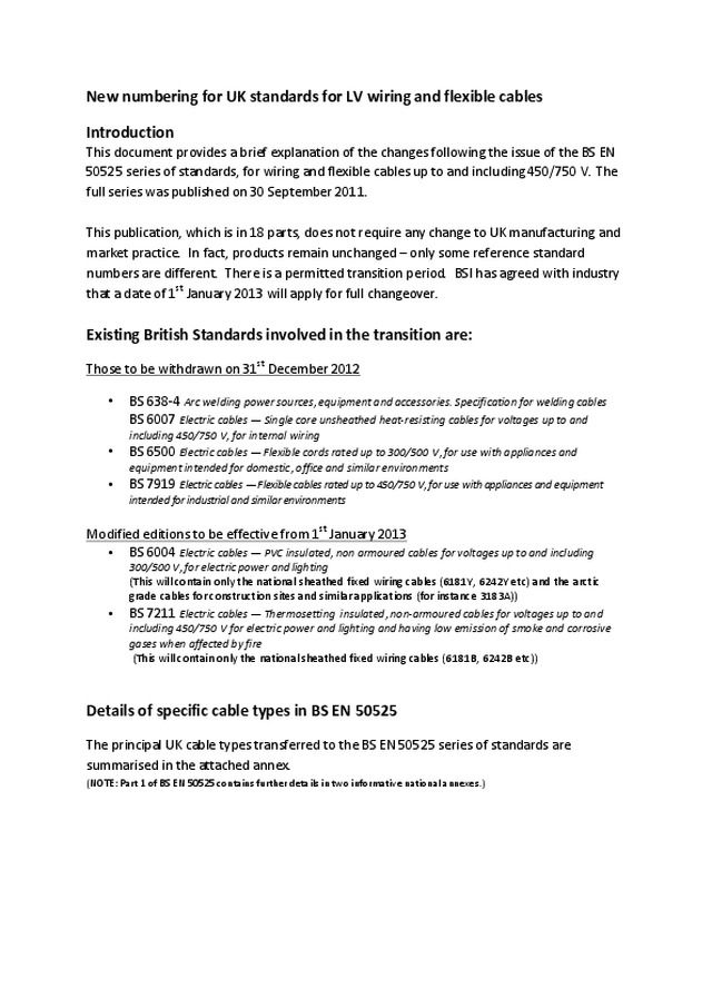 BCA - BS EN 50525 series of standards.