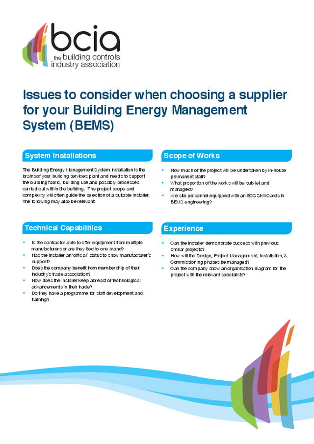 Issues to consider when choosing a supplier for your Building Energy Management System (BEMS)