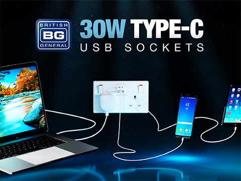 NEW market-leading 30W Type C USB wall socket