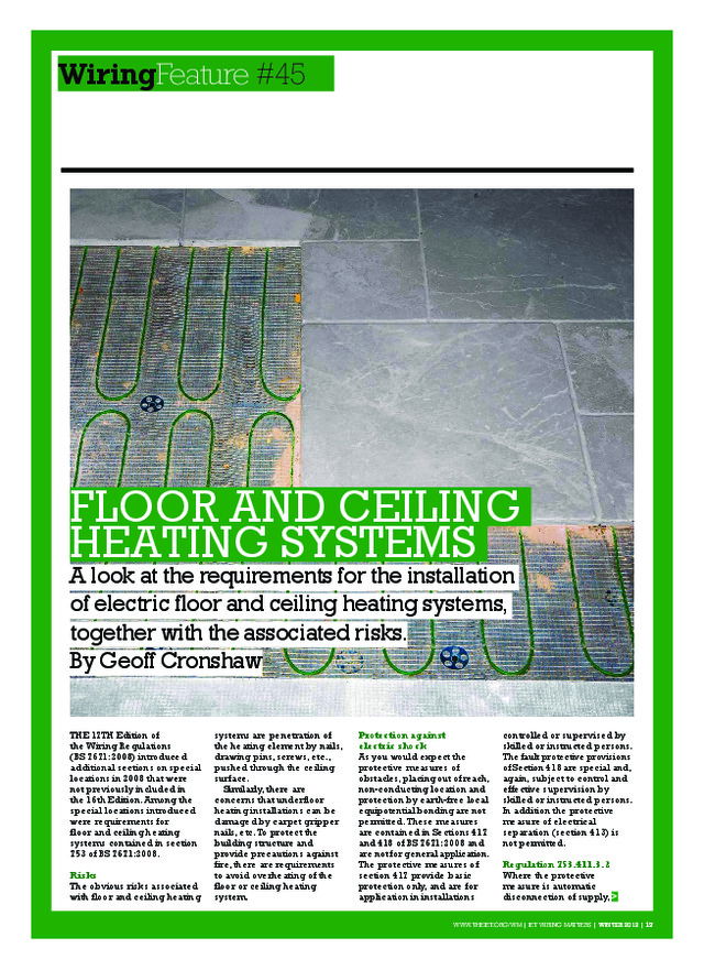 IET - Technical Article - Floor and Ceiling Heating Systems
