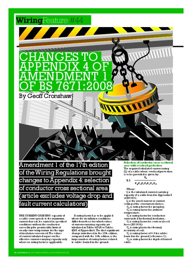 IET - Technical Article - Changes to Appendix 4 of Amendment 1 of BS 7671:2008
