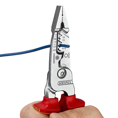 Cut, strip, twist, deburr and grip! The KNIPEX 13 76 200 ME Metric Wire Stripper