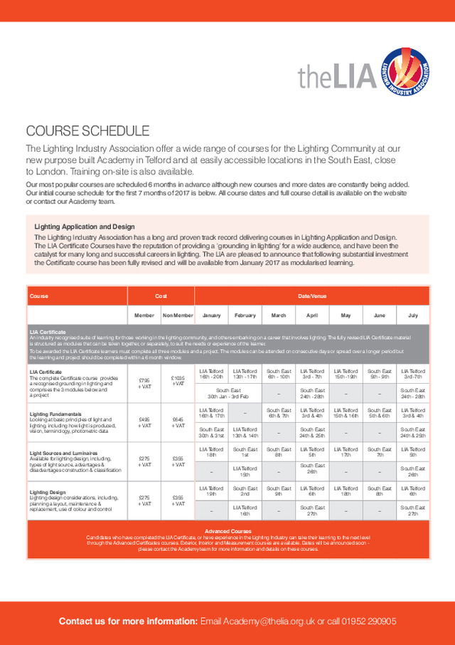 Course Schedule - LIA - 2016