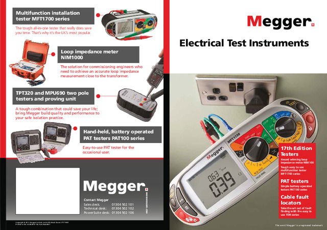 UK Contractor Catalogue 2015-16 - Megger - Product Catalogue - 2016