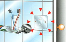 Wall-mounted light switches in locations containing a bath or shower