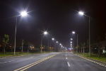 LED street lighting installation in Cardiff