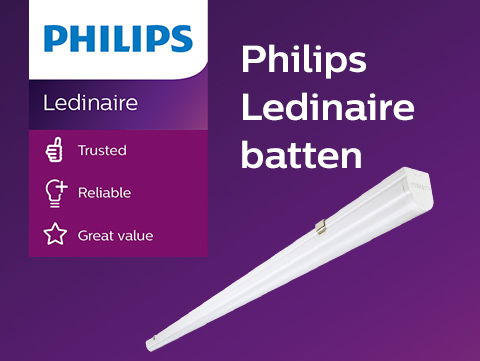Philips Ledinaire batten – high performance, durable utility lighting