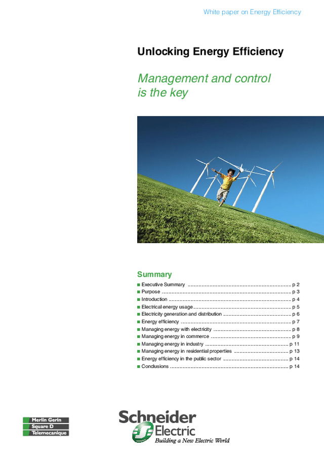 Schneider Electric - Unlocking energy efficiency; good management and control are crucial