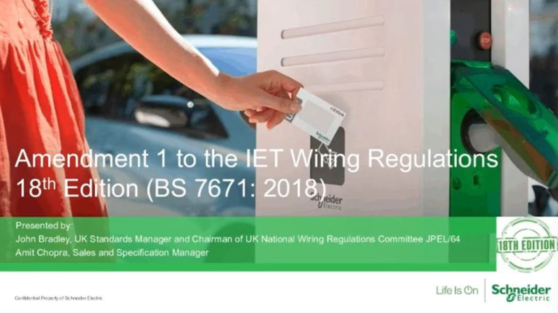 Amendment 1 of BS 7671 18th Edition Wiring Regulations