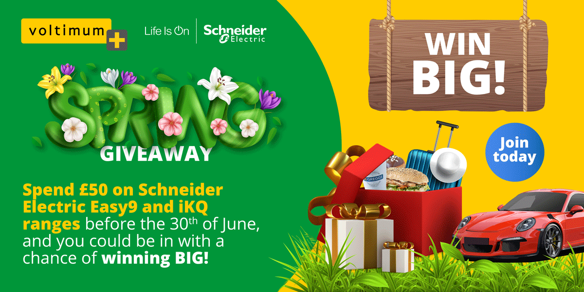 The Schneider Electric Spring Giveaway has sprung! Join Voltimum Plus today so you don’t miss out