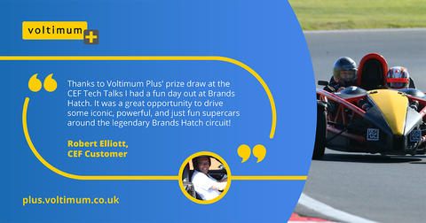 "Thanks to Voltimum’s draw I had a fun day out at Brands Hatch!"